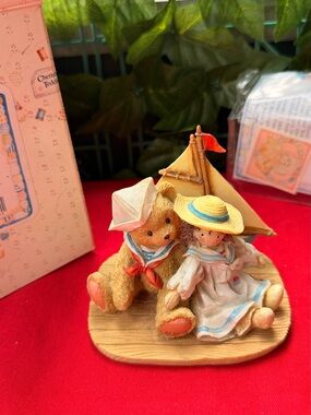 Cherished Teddies Beige & Blue Nautical Teddy and Girl Figurine